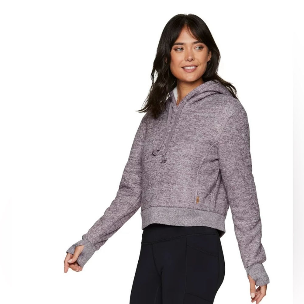 Avalanche Women's Cropped Sherpa Lined Fleece Sweatshirt With Hood